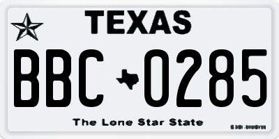 TX license plate BBC0285