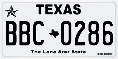 TX license plate BBC0286