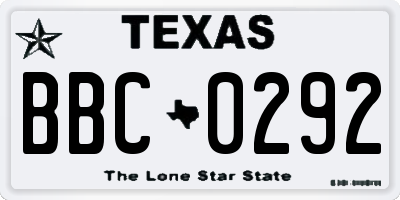 TX license plate BBC0292