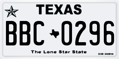 TX license plate BBC0296