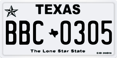 TX license plate BBC0305