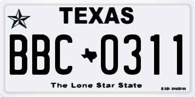 TX license plate BBC0311