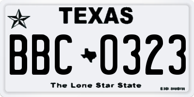 TX license plate BBC0323