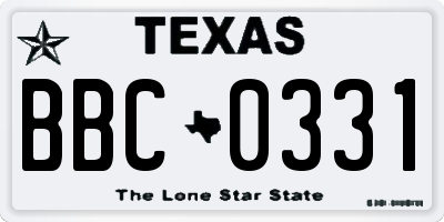 TX license plate BBC0331