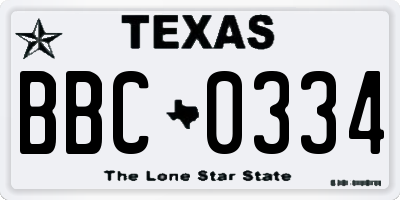 TX license plate BBC0334
