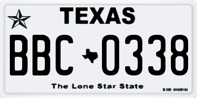 TX license plate BBC0338
