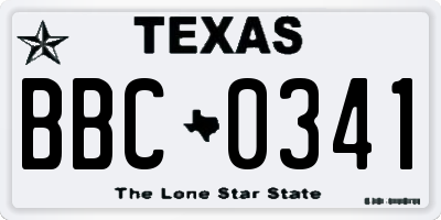 TX license plate BBC0341