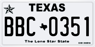TX license plate BBC0351