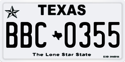 TX license plate BBC0355