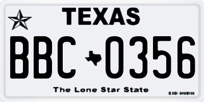 TX license plate BBC0356