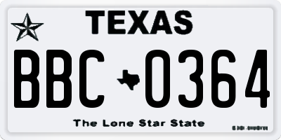 TX license plate BBC0364