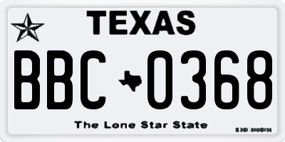 TX license plate BBC0368