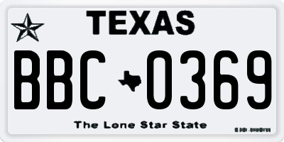 TX license plate BBC0369
