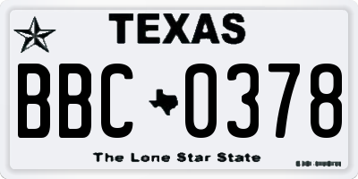 TX license plate BBC0378