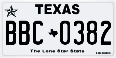 TX license plate BBC0382
