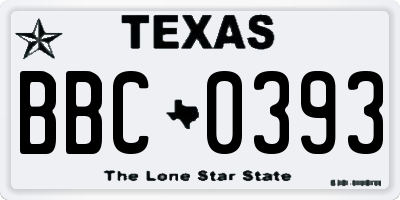 TX license plate BBC0393