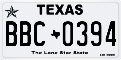TX license plate BBC0394