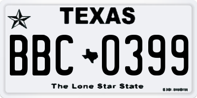 TX license plate BBC0399