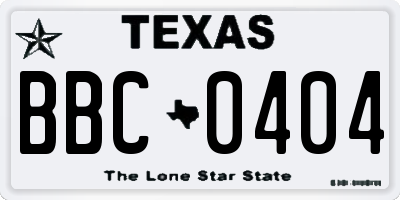 TX license plate BBC0404