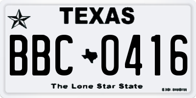 TX license plate BBC0416