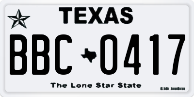 TX license plate BBC0417