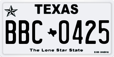 TX license plate BBC0425