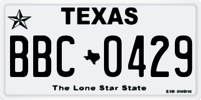 TX license plate BBC0429