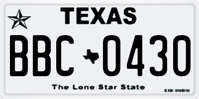 TX license plate BBC0430