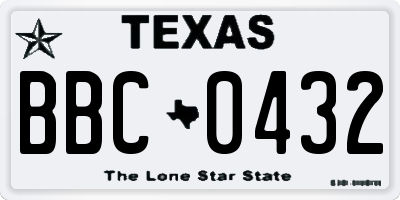TX license plate BBC0432
