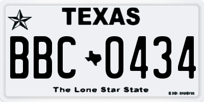 TX license plate BBC0434