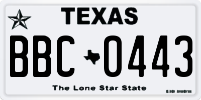 TX license plate BBC0443