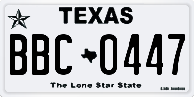 TX license plate BBC0447