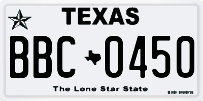 TX license plate BBC0450