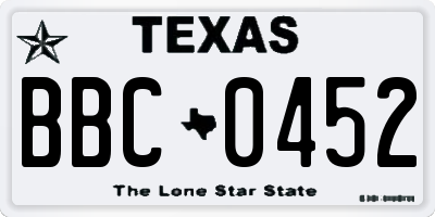TX license plate BBC0452