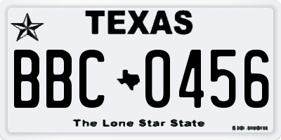 TX license plate BBC0456