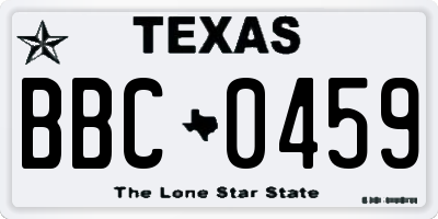 TX license plate BBC0459