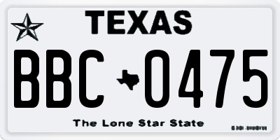 TX license plate BBC0475