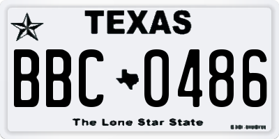 TX license plate BBC0486