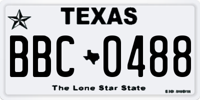 TX license plate BBC0488