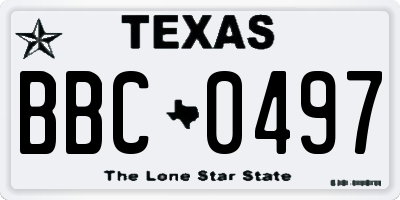 TX license plate BBC0497