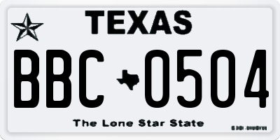 TX license plate BBC0504