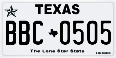TX license plate BBC0505