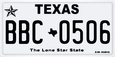 TX license plate BBC0506