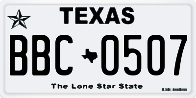 TX license plate BBC0507