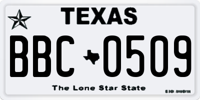 TX license plate BBC0509