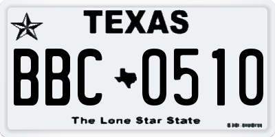 TX license plate BBC0510