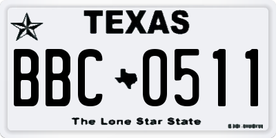 TX license plate BBC0511