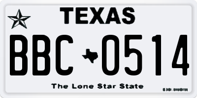 TX license plate BBC0514