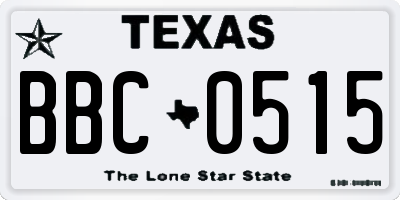 TX license plate BBC0515