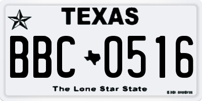 TX license plate BBC0516